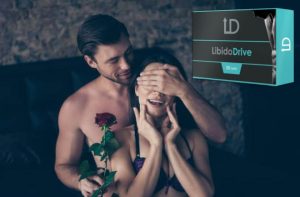 Capsules Libido Drive, homme et femme, surprise avec une rose